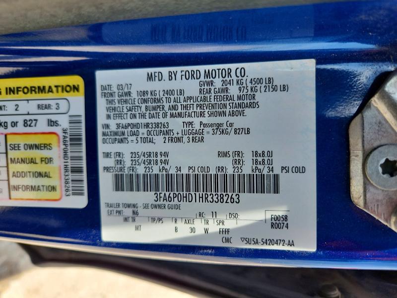 Продаж на аукціоні авто 2017 Ford Fusion, vin: 3FA6P0HD1HR338263, номер лоту: 57524116