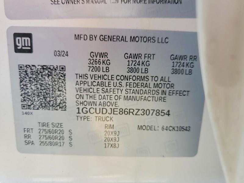 58435296 :رقم المزاد ، 1GCUDJE86RZ307854 vin ، 2024 Chevrolet Silverado مزاد بيع