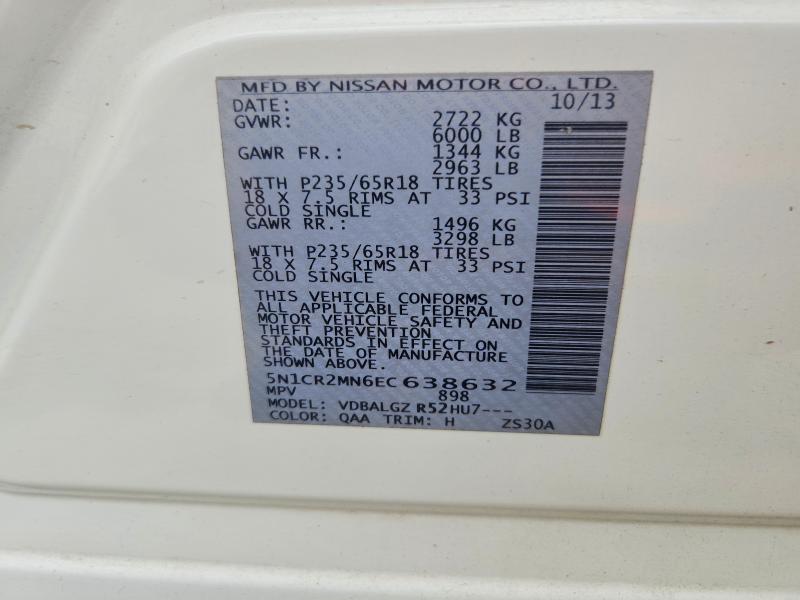 Aukcja sprzedaży 2014 Nissan Pathfinder Hybrid, vin: 5N1CR2MN6EC638632, numer aukcji: 55875196