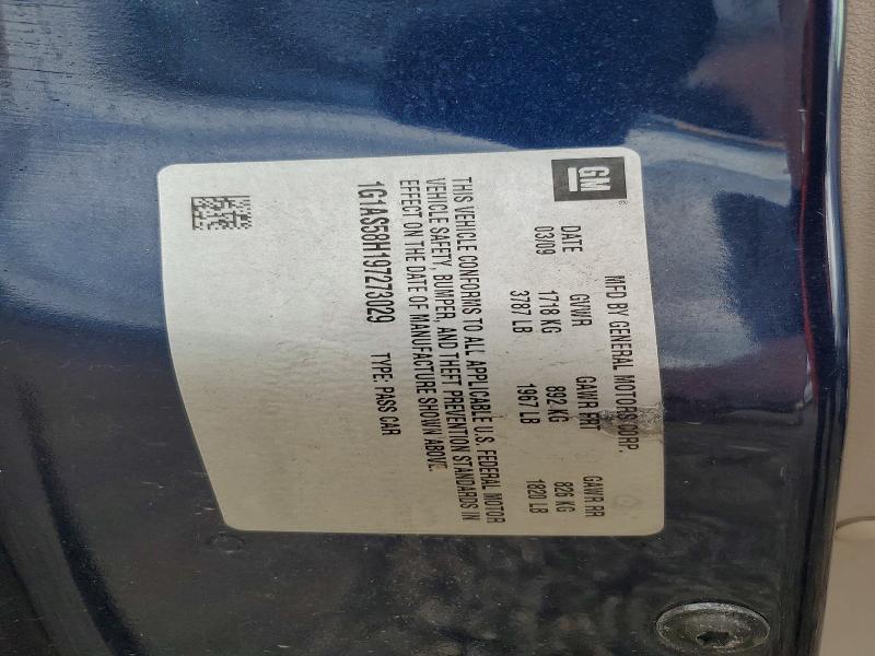 57728086 :رقم المزاد ، 1G1AS58H197273029 vin ، 2009 Chevrolet Cobalt مزاد بيع