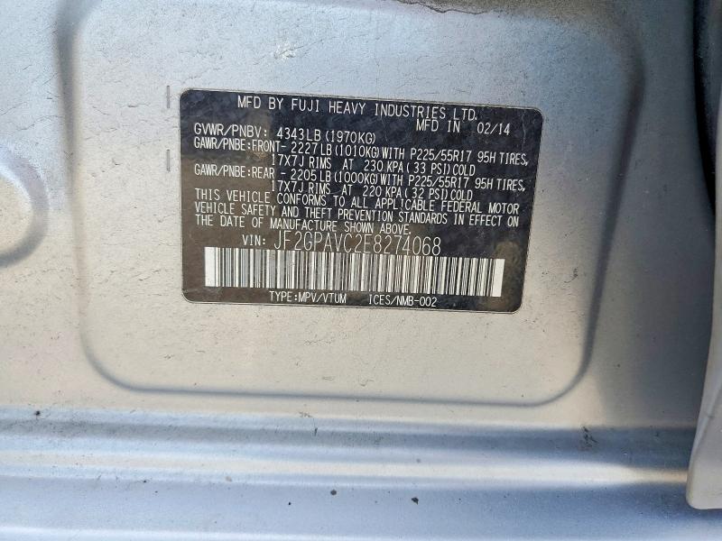 2014 Subaru Xv Crosstrek მანქანა იყიდება აუქციონზე, vin: JF2GPAVC2E8274068, აუქციონის ნომერი: 54705846