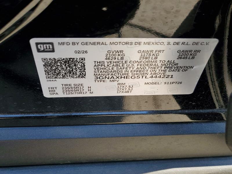 59109706 :رقم المزاد ، 3GNAXHEG5TL444221 vin ، 2026 Chevrolet Equinox مزاد بيع