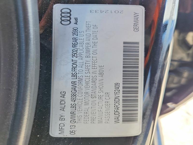 2013 Audi A6 მანქანა იყიდება აუქციონზე, vin: WAUDFAFC6DN152409, აუქციონის ნომერი: 58828766