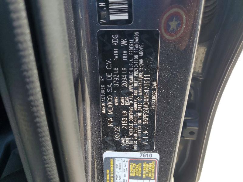 2022 Kia Forte მანქანა იყიდება აუქციონზე, vin: 3KPF24ADXNE471911, აუქციონის ნომერი: 57083306