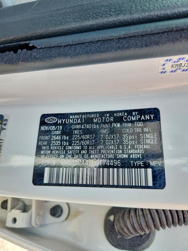Продаж на аукціоні авто 2020 Hyundai Tucson, vin: KM8J3CA42LU174496, номер лоту: 58009626