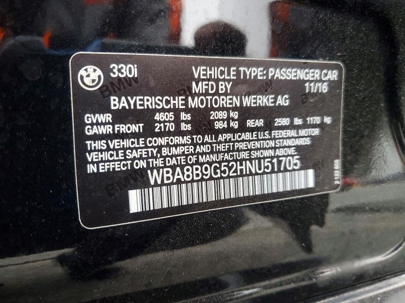 55873436 :رقم المزاد ، WBA8B9G52HNU51705 vin ، 2017 Bmw 330 مزاد بيع
