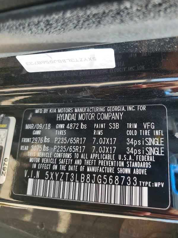 Продаж на аукціоні авто 2018 Hyundai Santa Fe Sport, vin: 5XYZT3LB8JG568733, номер лоту: 55910726