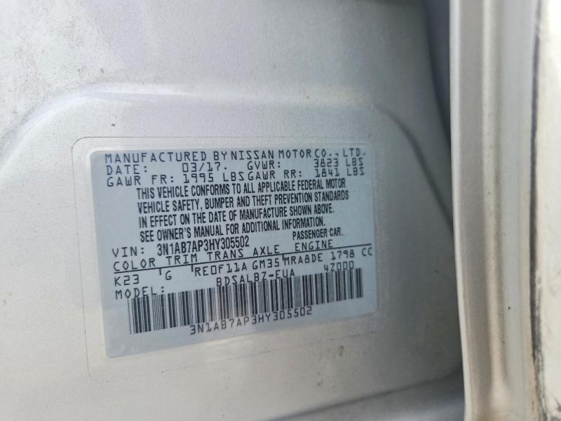 Продажа на аукционе авто 2017 Nissan Sentra, vin: 3N1AB7AP3HY305502, номер лота: 58755736