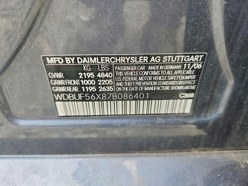 Продажа на аукционе авто 2007 Mercedes-benz E, vin: WDBUF56X87B086401, номер лота: 56329886
