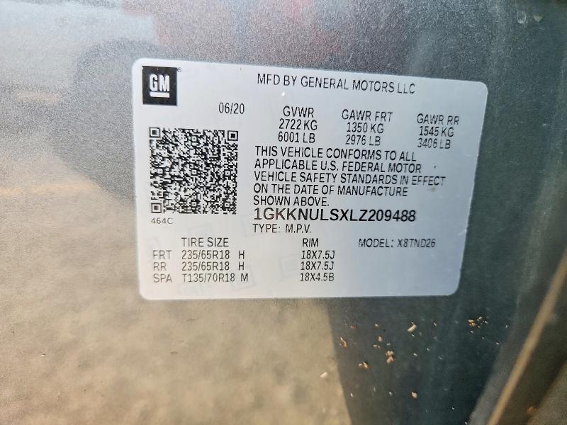 85975375 :رقم المزاد ، 1GKKNULSXLZ209488 vin ، 2020 Gmc Acadia مزاد بيع