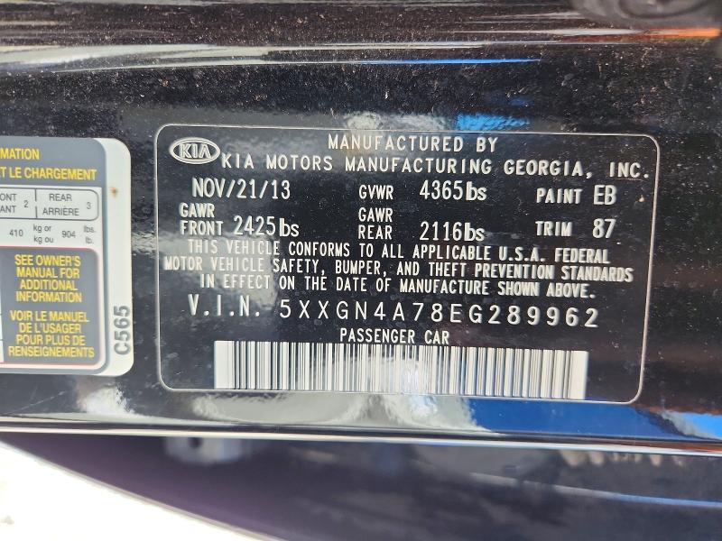 Продаж на аукціоні авто 2014 Kia Optima, vin: 5XXGN4A78EG289962, номер лоту: 56079906