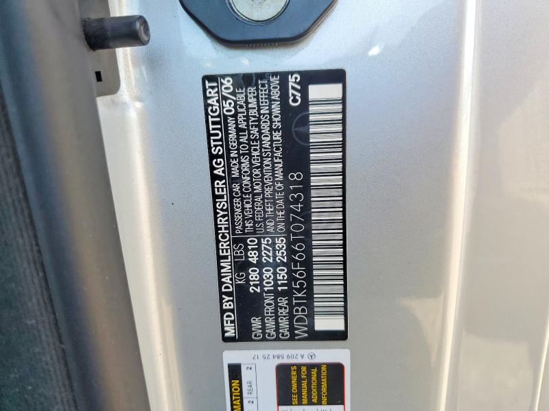 2006 Mercedes-benz Clk მანქანა იყიდება აუქციონზე, vin: WDBTK56F66T074318, აუქციონის ნომერი: 57159116