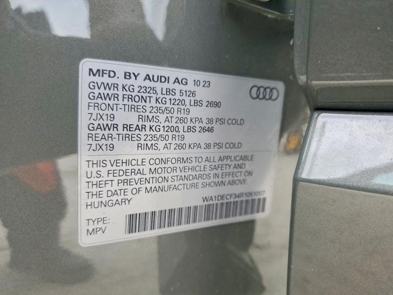 Aukcja sprzedaży 2024 Audi Q3, vin: WA1DECF34R1051007, numer aukcji: 56107906