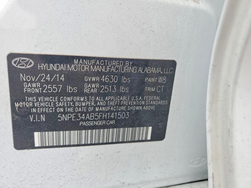 2015 Hyundai Sonata მანქანა იყიდება აუქციონზე, vin: 5NPE34AB5FH141503, აუქციონის ნომერი: 56454756