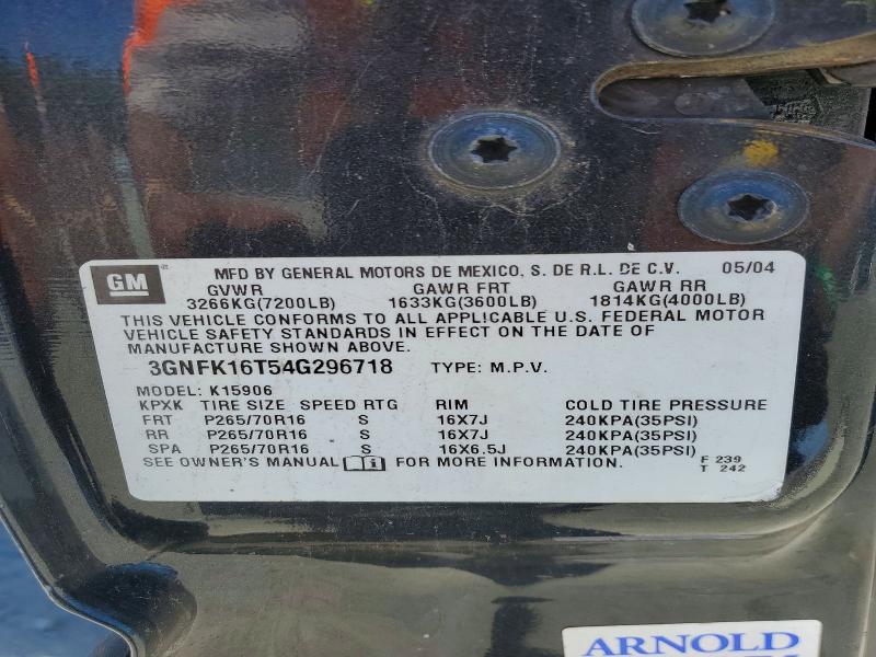 55992106 :رقم المزاد ، 3GNFK16T54G296718 vin ، 2004 Chevrolet Suburban مزاد بيع