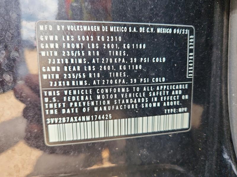 Продаж на аукціоні авто 2022 Volkswagen Tiguan, vin: 3VV2B7AX4NM174425, номер лоту: 58515806