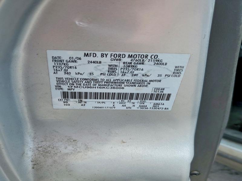 56613396 :رقم المزاد ، 1FMCU96H16KC36006 vin ، 2006 Ford Escape مزاد بيع