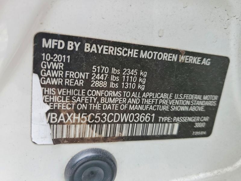 2012 Bmw 528 მანქანა იყიდება აუქციონზე, vin: WBAXH5C53CDW03661, აუქციონის ნომერი: 56366416