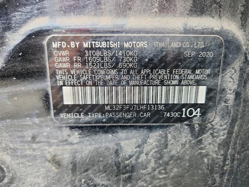 Продаж на аукціоні авто 2020 Mitsubishi Mirage, vin: ML32F3FJ7LHF13136, номер лоту: 55798906