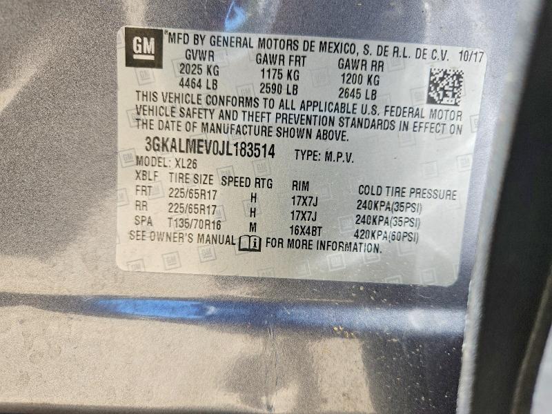 Aukcja sprzedaży 2018 Gmc Terrain, vin: 3GKALMEV0JL183514, numer aukcji: 56283716