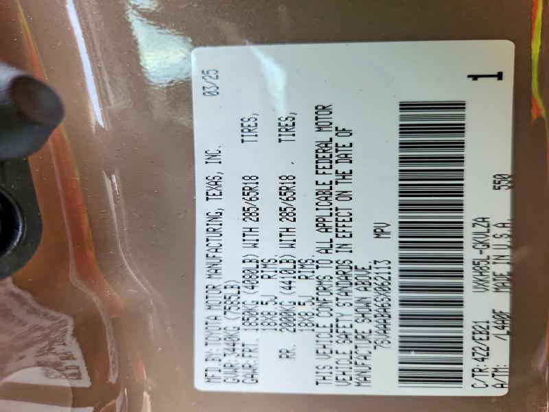 Aukcja sprzedaży 2025 Toyota Sequoia, vin: 7SVAAABA6SX062113, numer aukcji: 58815856