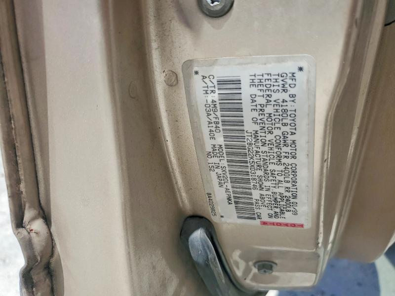 1999 Toyota Camry მანქანა იყიდება აუქციონზე, vin: JT2BG22K5X0318746, აუქციონის ნომერი: 56984646