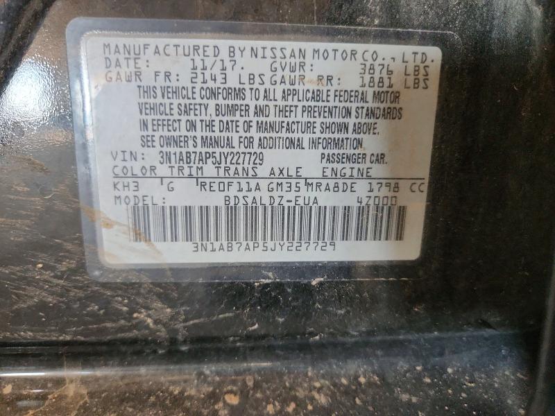 55762976 :رقم المزاد ، 3N1AB7AP5JY227729 vin ، 2018 Nissan Sentra مزاد بيع