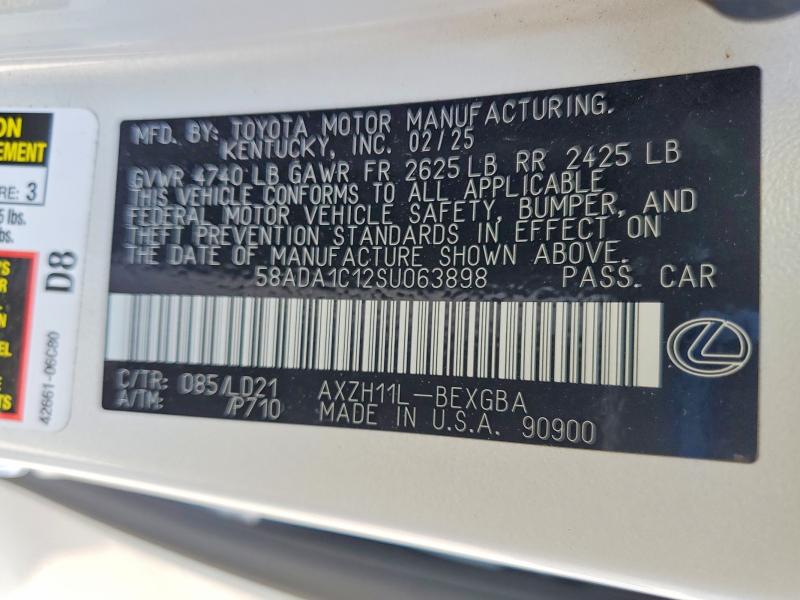 Продаж на аукціоні авто 2025 Lexus Es 300h, vin: 58ADA1C12SU063898, номер лоту: 52762796