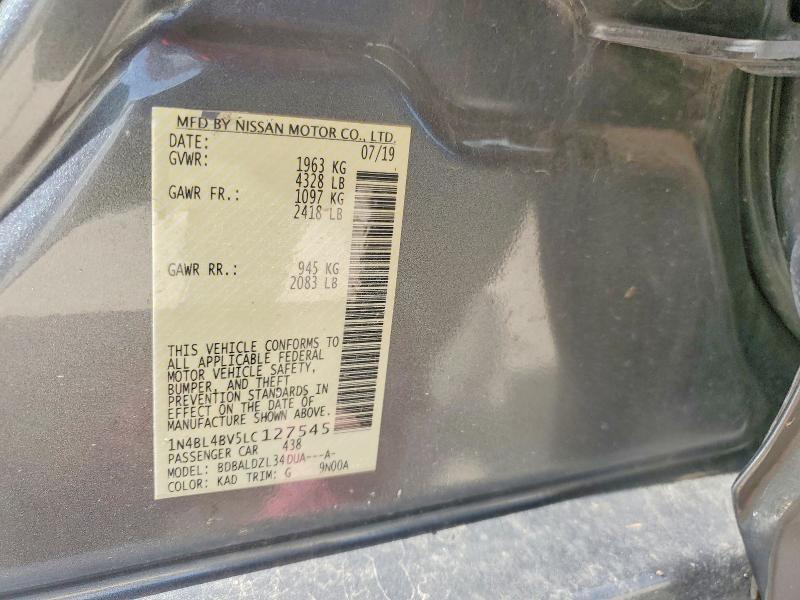 Aukcja sprzedaży 2020 Nissan Altima, vin: 1N4BL4BV5LC127545, numer aukcji: 58263406