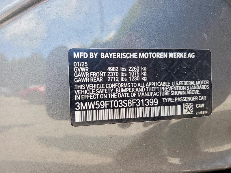 Aukcja sprzedaży 2025 Bmw M340i, vin: 3MW59FT03S8F31399, numer aukcji: 56515946