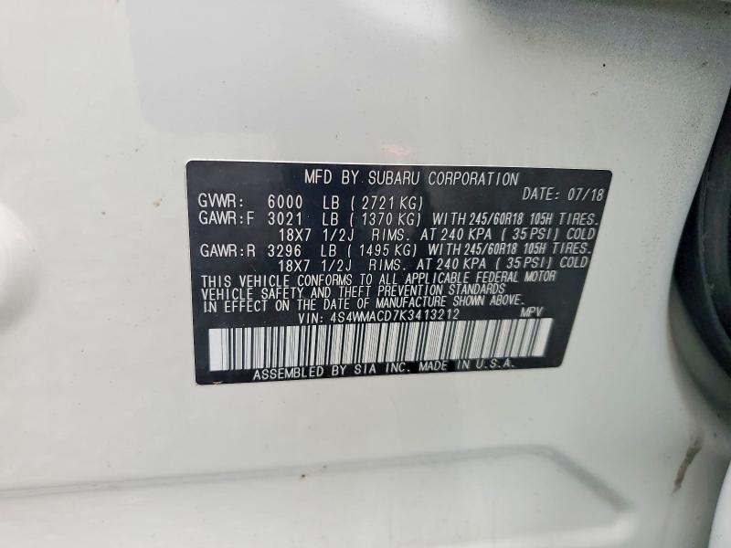 Aukcja sprzedaży 2019 Subaru Ascent, vin: 4S4WMACD7K3413212, numer aukcji: 58155896
