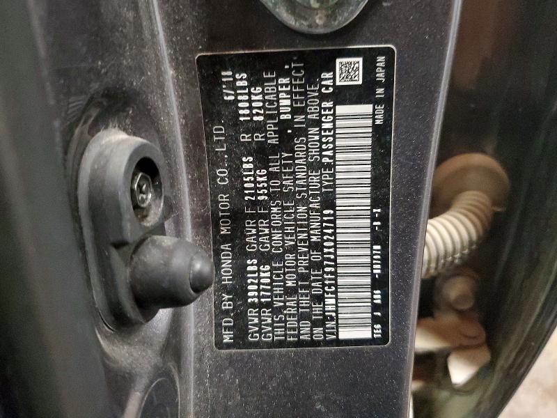 Aukcja sprzedaży 2018 Honda Civic, vin: JHMFC1F97JX024719, numer aukcji: 58639216