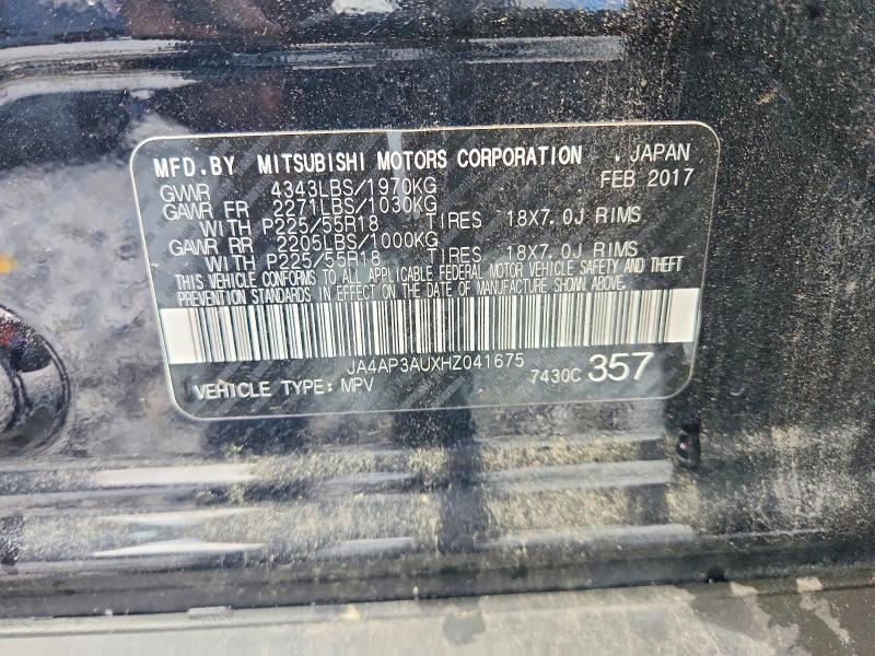 2017 Mitsubishi Outlander Sport მანქანა იყიდება აუქციონზე, vin: JA4AP3AUXHZ041675, აუქციონის ნომერი: 58047306