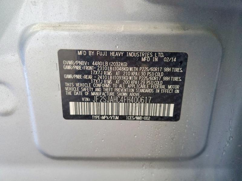 Aukcja sprzedaży 2015 Subaru Forester, vin: JF2SJAHC4FH400617, numer aukcji: 58490196