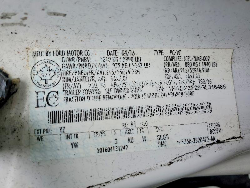 2016 Ford Focus მანქანა იყიდება აუქციონზე, vin: 1FADP3F29GL316485, აუქციონის ნომერი: 57910616