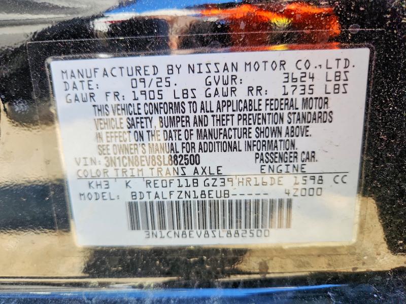 Aukcja sprzedaży 2025 Nissan Versa, vin: 3N1CN8EV8SL882500, numer aukcji: 58319776