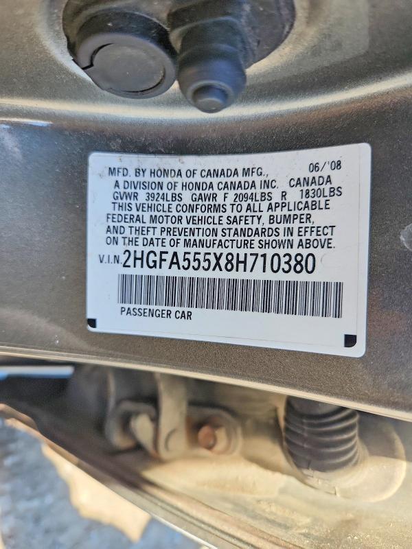 55699556 :رقم المزاد ، 2HGFA555X8H710380 vin ، 2008 Honda Civic مزاد بيع