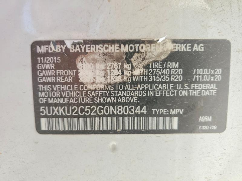 Продажа на аукционе авто 2016 Bmw X6, vin: 5UXKU2C52G0N80344, номер лота: 58395576