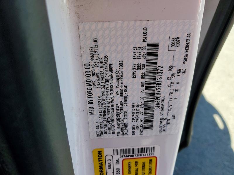 2015 Ford Fusion მანქანა იყიდება აუქციონზე, vin: 3FA6P0H72FR131372, აუქციონის ნომერი: 57954826