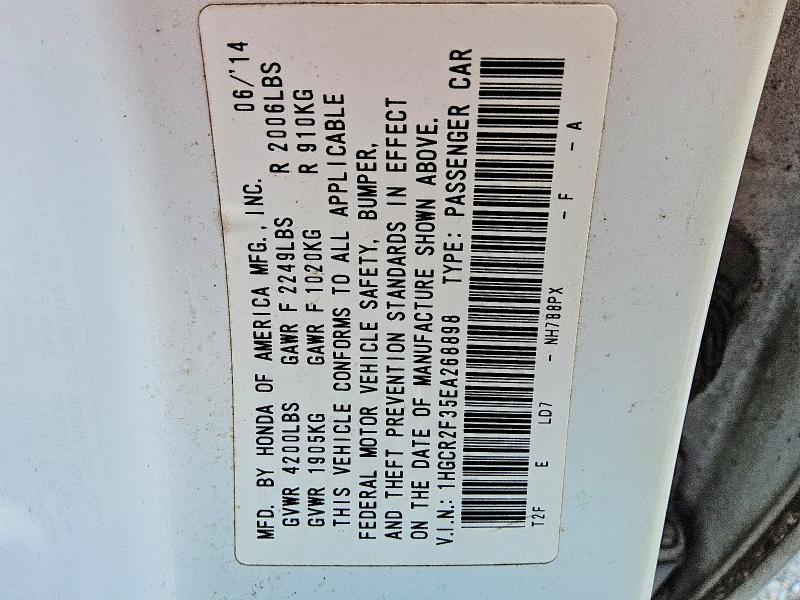 Продаж на аукціоні авто 2014 Honda Accord, vin: 1HGCR2F35EA268898, номер лоту: 55384486