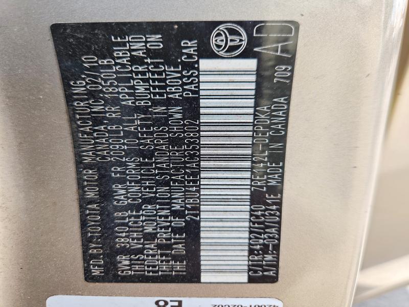 Продаж на аукціоні авто 2010 Toyota Corolla, vin: 2T1BU4EE1AC353802, номер лоту: 57771026
