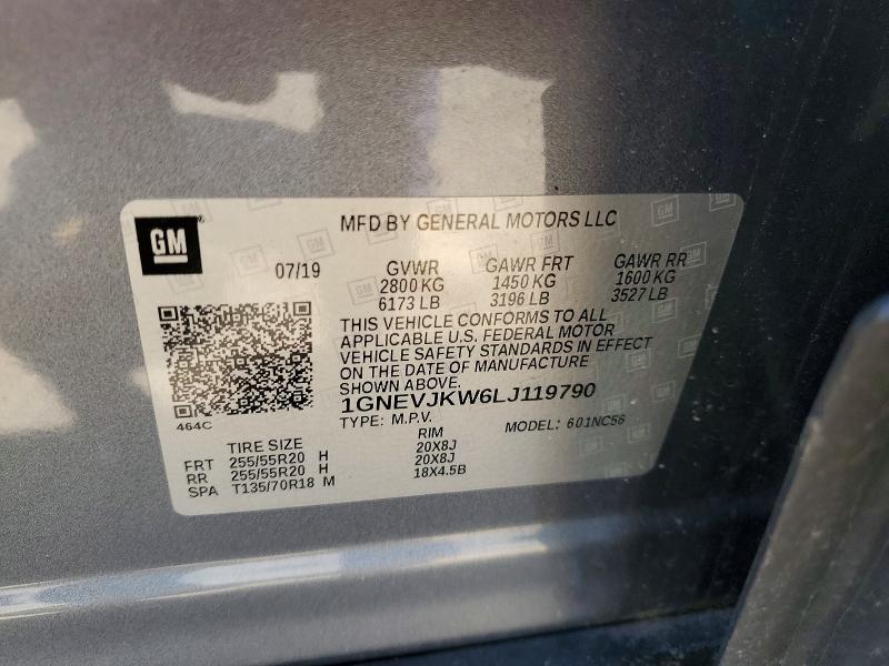 57687026 :رقم المزاد ، 1GNEVJKW6LJ119790 vin ، 2020 Chevrolet Traverse مزاد بيع