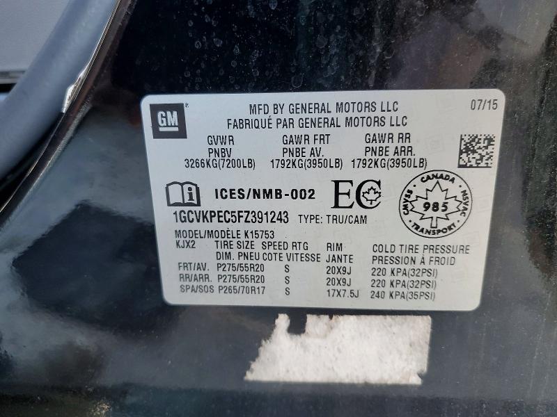 2015 Chevrolet Silverado მანქანა იყიდება აუქციონზე, vin: 1GCVKPEC5FZ391243, აუქციონის ნომერი: 55809236