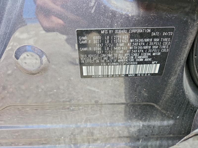 2023 Subaru Ascent მანქანა იყიდება აუქციონზე, vin: 4S4WMAED3P3438886, აუქციონის ნომერი: 57846566