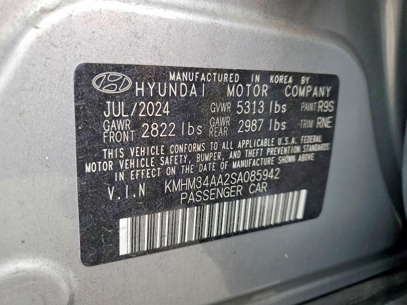 2025 Hyundai Ioniq 6 მანქანა იყიდება აუქციონზე, vin: KMHM34AA2SA085942, აუქციონის ნომერი: 58295916