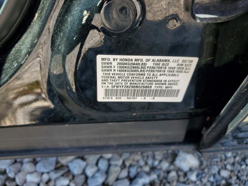 2008 Honda Pilot მანქანა იყიდება აუქციონზე, vin: 5FNYF28298B026869, აუქციონის ნომერი: 57541146