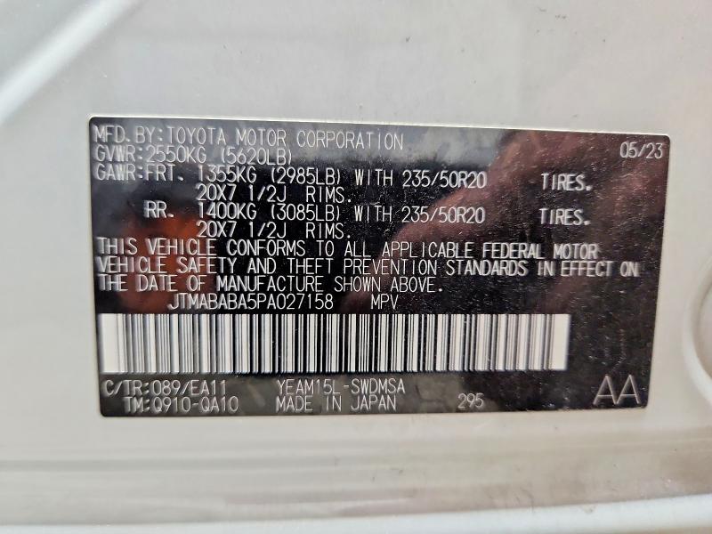 57734236 :رقم المزاد ، JTMABABA5PA027158 vin ، 2023 Subaru Solterra مزاد بيع