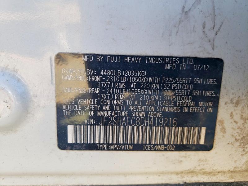 Продажа на аукционе авто 2013 Subaru Forester, vin: JF2SHAEC8DH419216, номер лота: 57256036