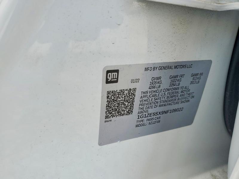 2022 Chevrolet Malibu მანქანა იყიდება აუქციონზე, vin: 1G1ZE5SX9NF109022, აუქციონის ნომერი: 55903976