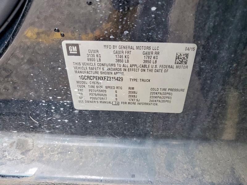 Aukcja sprzedaży 2015 Chevrolet Silverado, vin: 1GCRCPEHXFZ315429, numer aukcji: 58947896